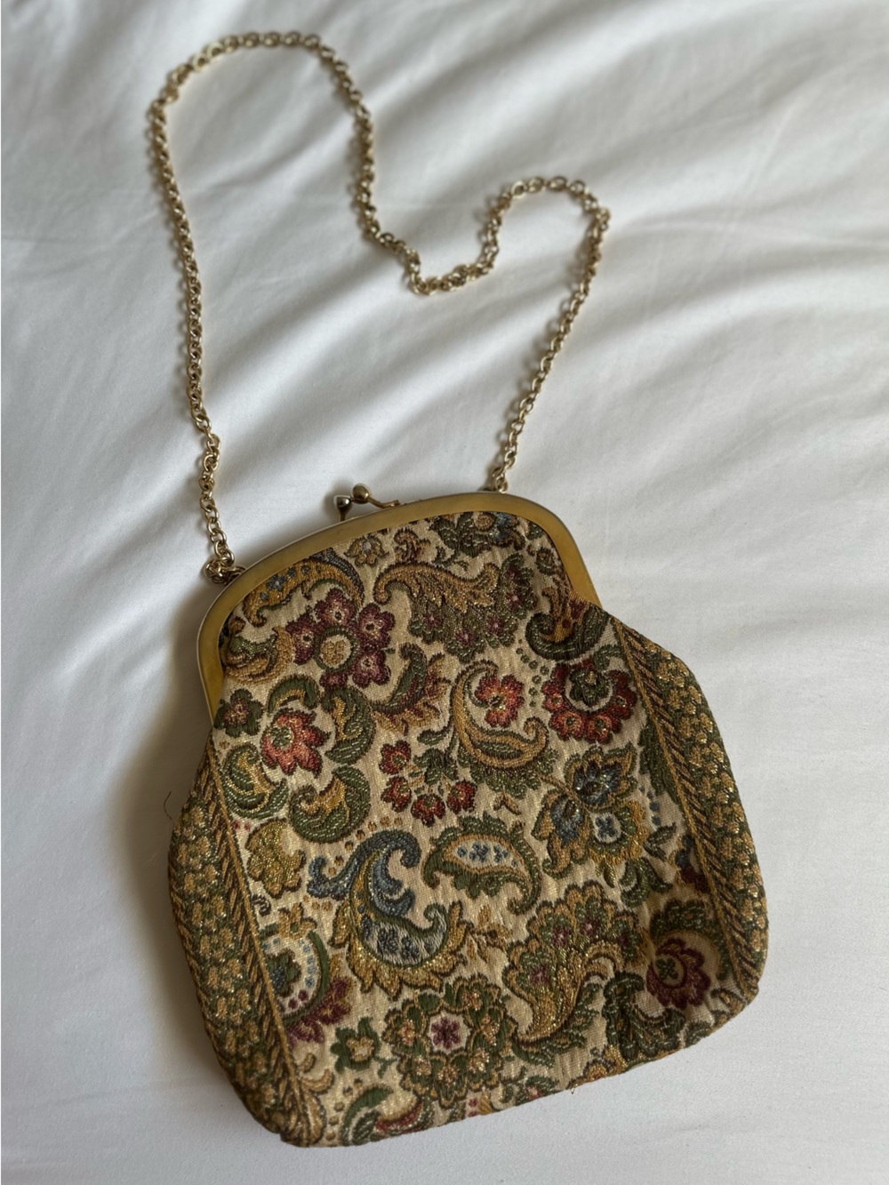VINTAGE 50s Walborg Tapestry Floral Evening Bag Mid-Century Italy Coquette